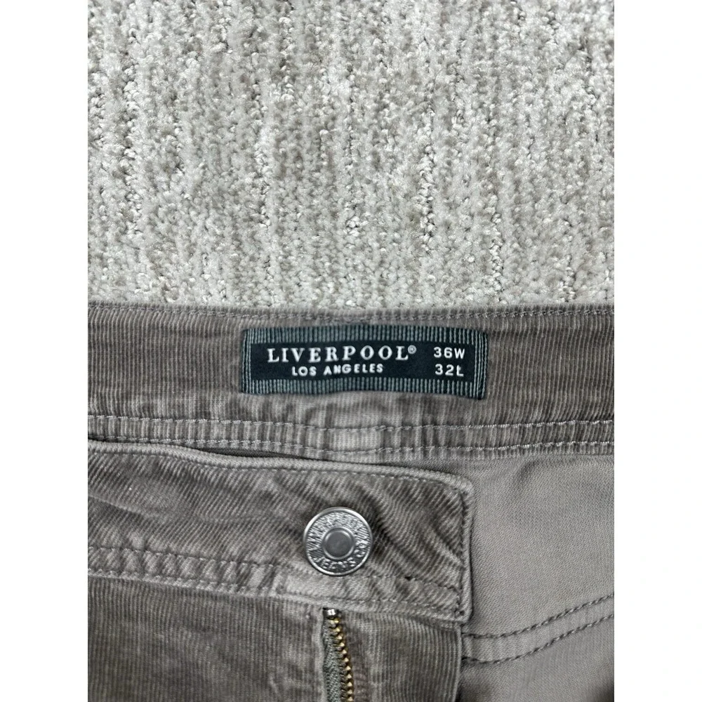 Liverpool Kingston Modern Straight Corduroy Pants Men 36x32 Brown Stretch Chino